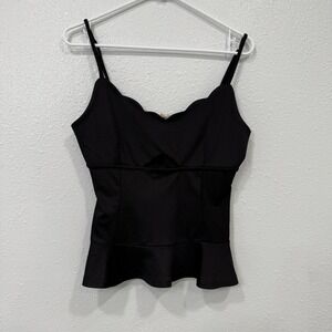 Meraki Black Scalloped Peplum Tank‎ Top Cutout XL